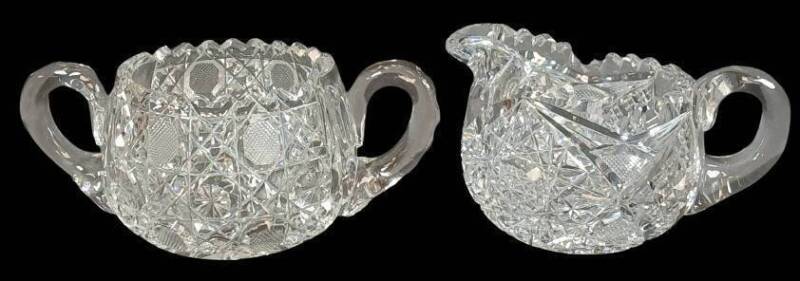 Cut Glass Creamer and Sugar (not a matched set)