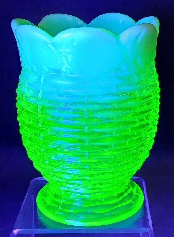 Vaseline Opalescent Glass Vase
