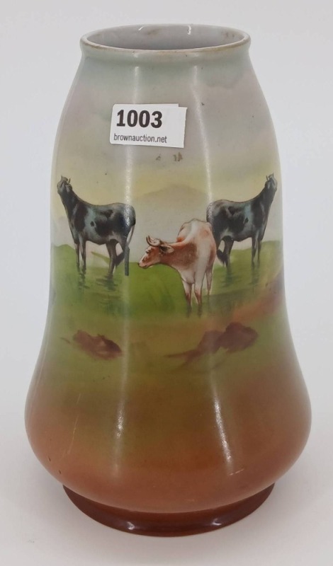 Royal Bayreuth Highland Cattle Scenic Vase