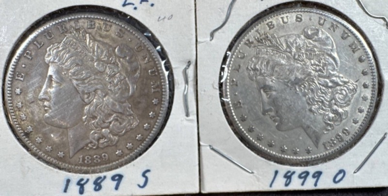 1889 and 1890 Morgan Silver Dollars