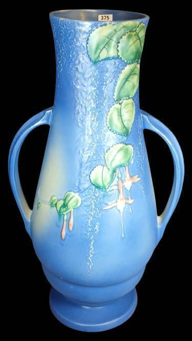 Roseville Fuchsia 905-18" Vase in Blue