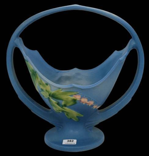 Roseville Pottery Blue Handled Vase