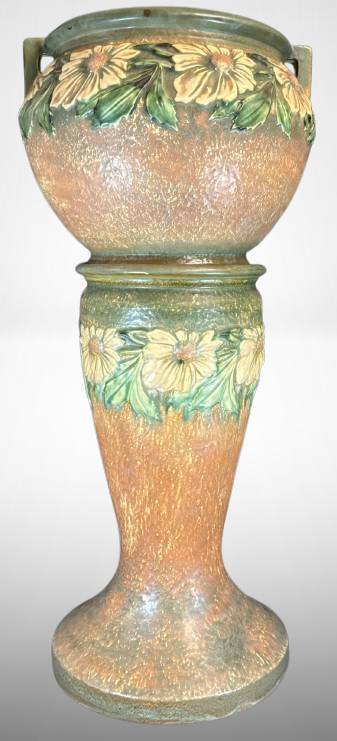 Roseville Dahlrose Jardiniere and Pedestal