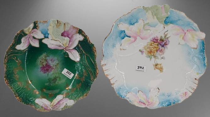 (2) Hidden Image Floral Plates