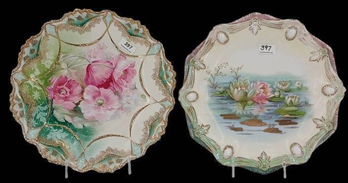 (2) RS Prussia Hand-Painted Porcelain Plates