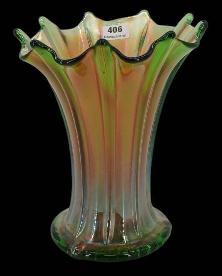 Northwood Carnival Glass Vase with Thin Ribs