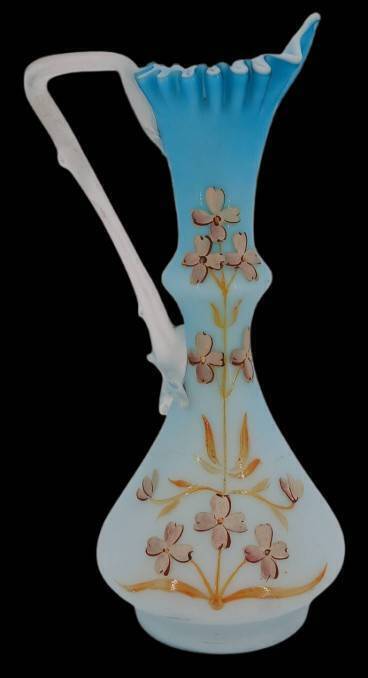 Victorian Blue Satin Glass Ewer