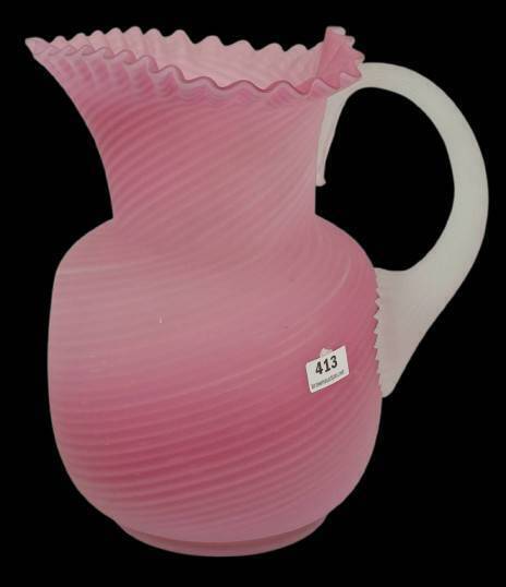 Pink Satin Art Glass Pitcher