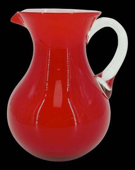 Red Cased Glass Pitcher