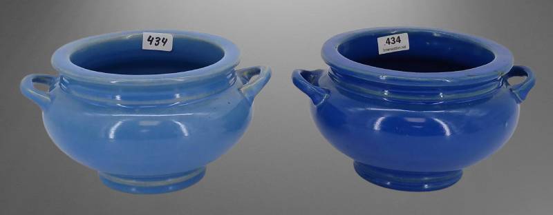 (2) Roseville Solid Color Line Pot Planters