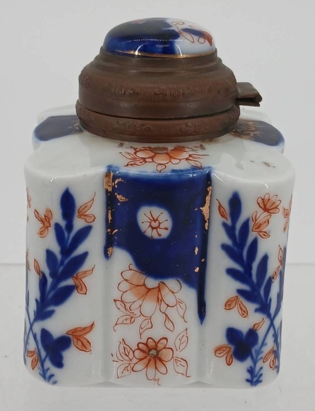 Porcelain Ink Well with Metal Lid