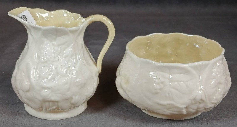 Belleek Porcelain Creamer and Sugar Set