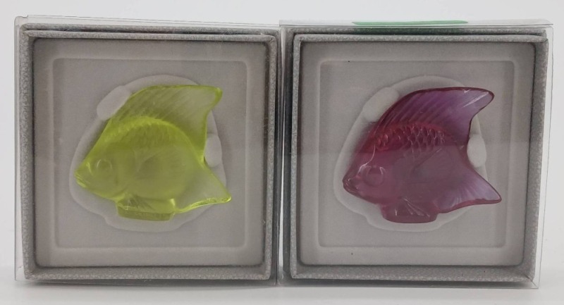 (2) Lalique Crystal Fish Figurines