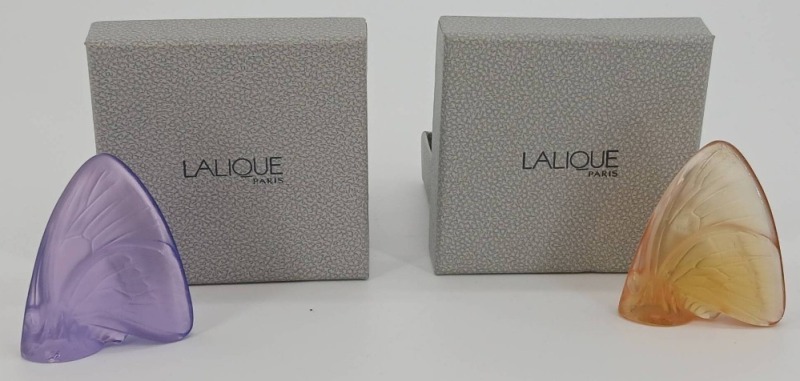 (2) Lalique Crystal Butterfly Figurines in Original Boxes