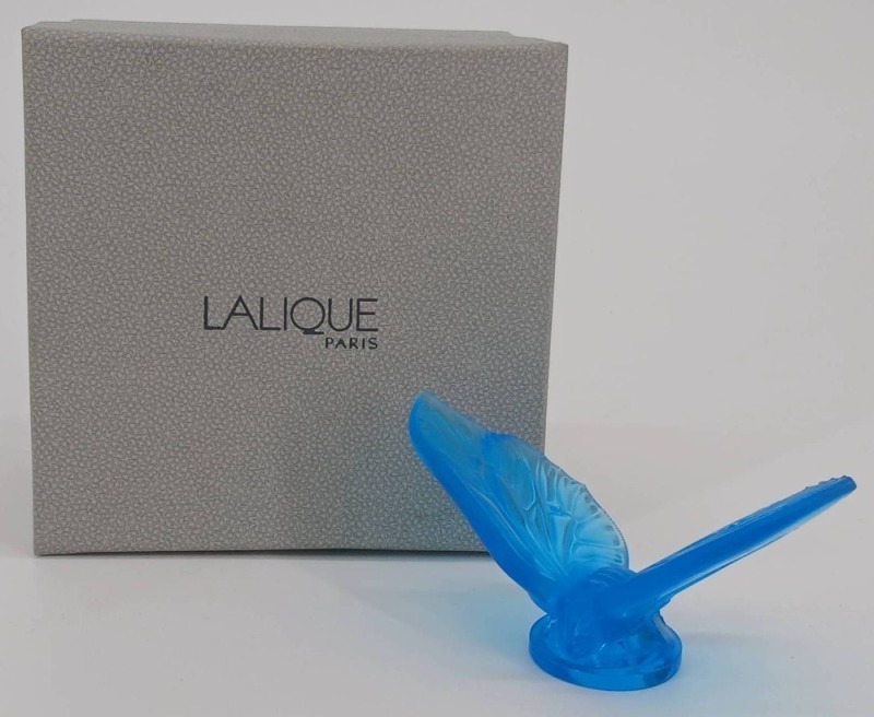 Lalique Butterfly Figurine in Aurore Blue Crystal