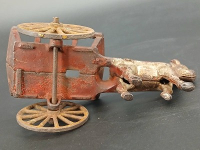 Cast Iron Bull with Cart Figurine - 6