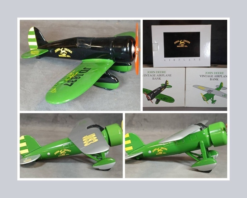 (3) John Deere Vintage Airplane Banks