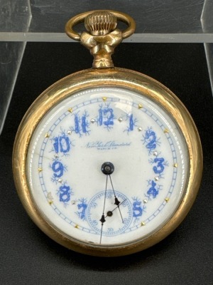 New York Standard 14k Gold Warranted Pocket Watch