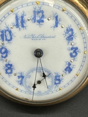 New York Standard 14k Gold Warranted Pocket Watch - 2