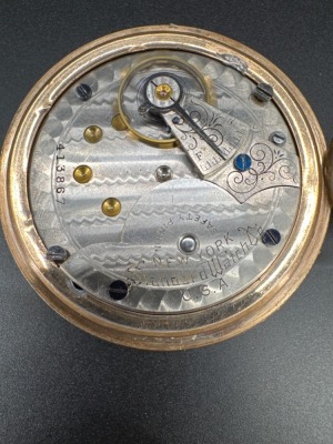 New York Standard 14k Gold Warranted Pocket Watch - 4