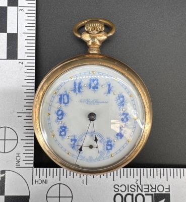 New York Standard 14k Gold Warranted Pocket Watch - 6