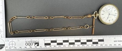 Elgin Pocket Watch With Chain-Like Fob - 6