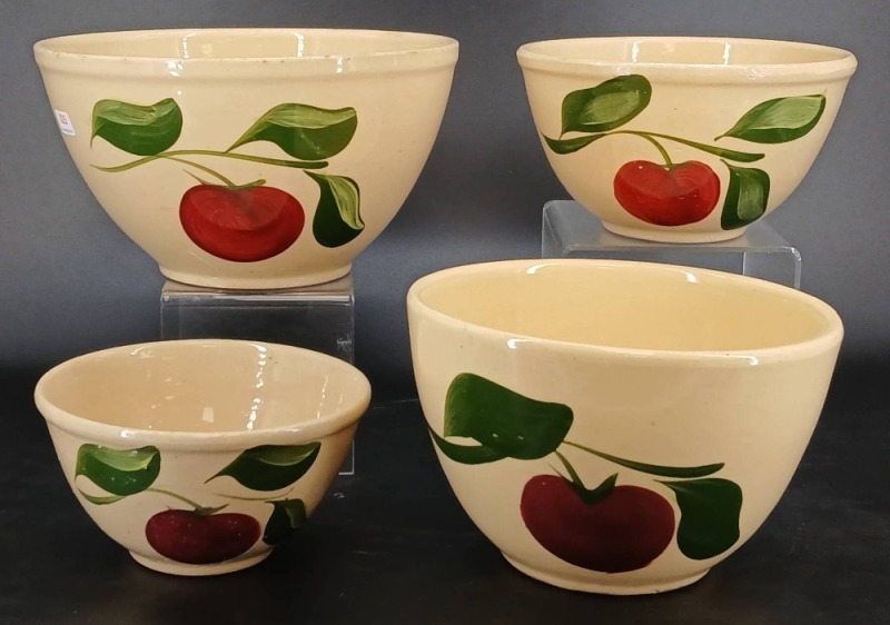(4) Watt Pottery Apple Mixing Bowls