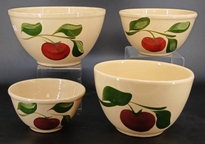 (4) Watt Pottery Apple Mixing Bowls