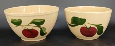 (4) Watt Pottery Apple Mixing Bowls - 2