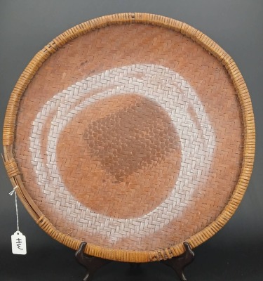 (2) Woven Bamboo Baskets with Painted Designs - 2