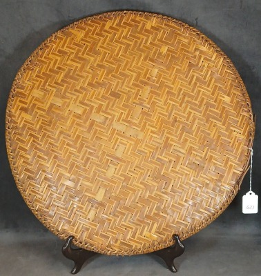 (2) Woven Bamboo Baskets with Painted Designs - 4