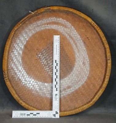 (2) Woven Bamboo Baskets with Painted Designs - 5