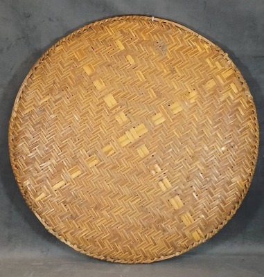 (2) Woven Bamboo Baskets with Painted Designs - 8