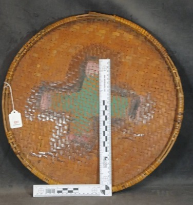 (2) Woven Bamboo Baskets with Painted Designs - 9