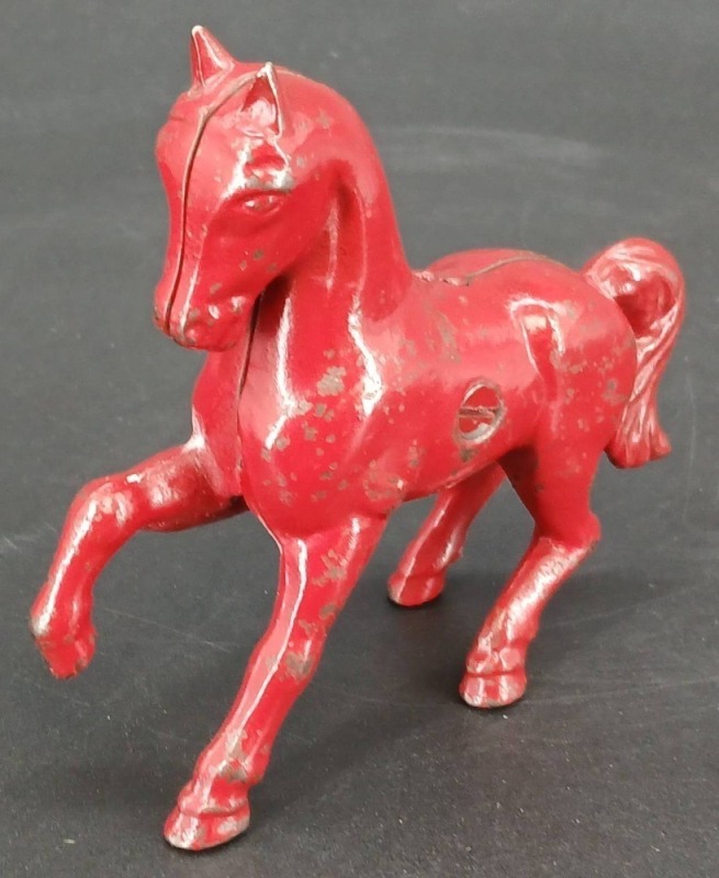 Red Cast Iron Horse Still Bank
