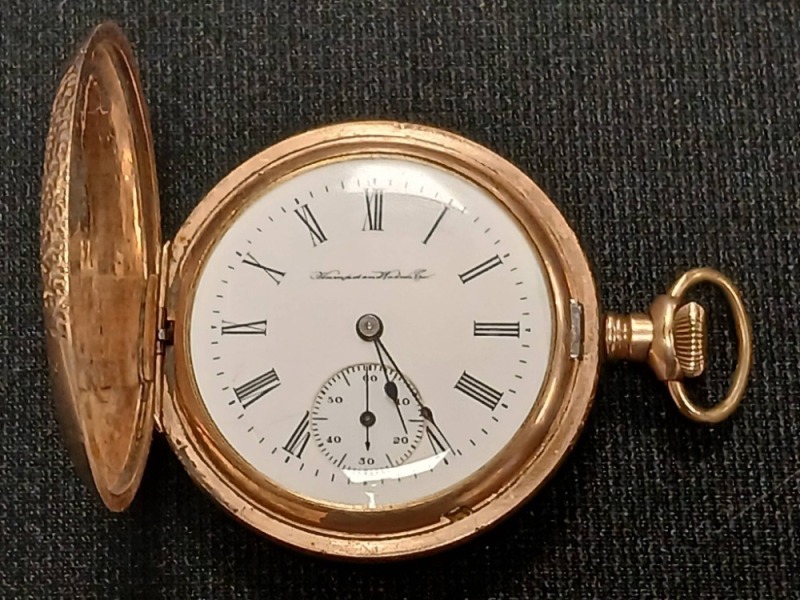 Hampden 14K Gold Engraved Pocket Watch
