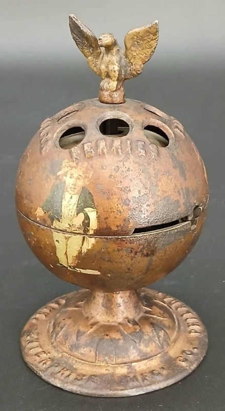 Cast Iron Globe Bank with Eagle Finial