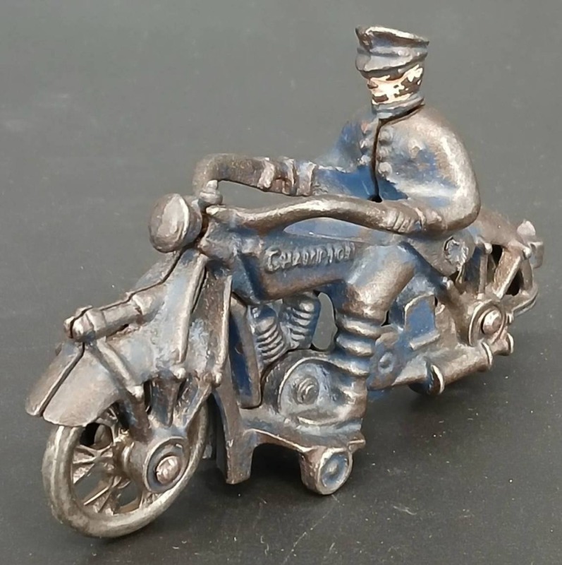 Cast Iron Champion Motorcycle with Rider