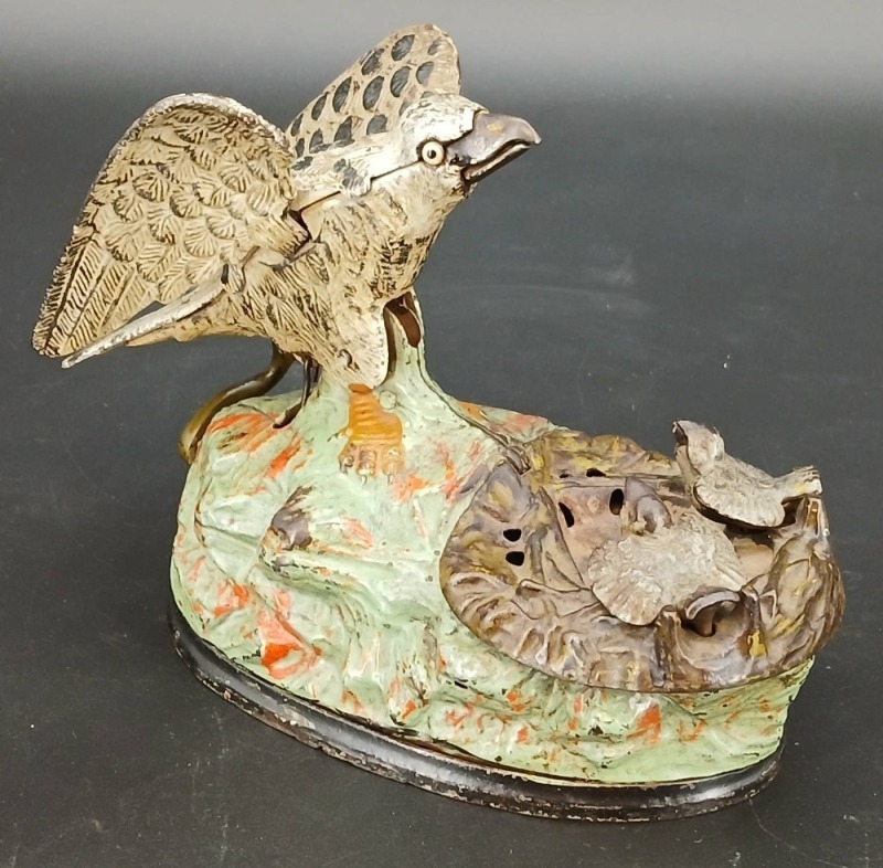 Cast Iron Eagle and Eaglets Mechanical Bank, 1888 Patent