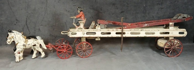Cast Iron Horse-Drawn Fire Ladder Truck