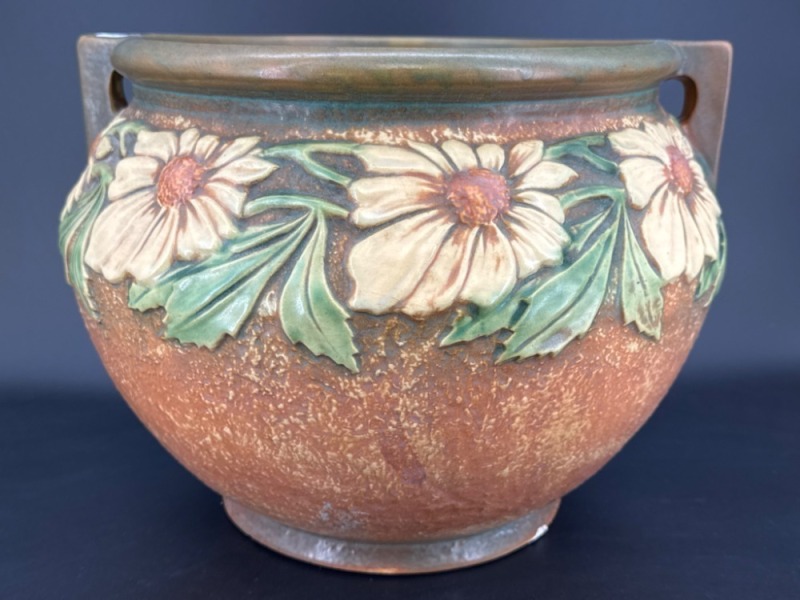 Roseville Dahlrose Jardiniere with Base Damage