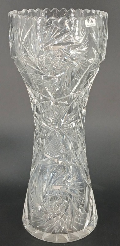 Cut Glass Vase with Intricate Pattern