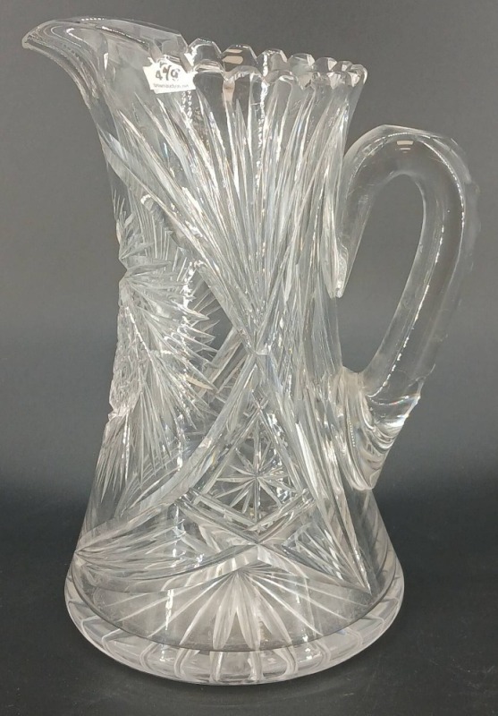 Cut Glass 10.5" Tankard with Intricate Pattern