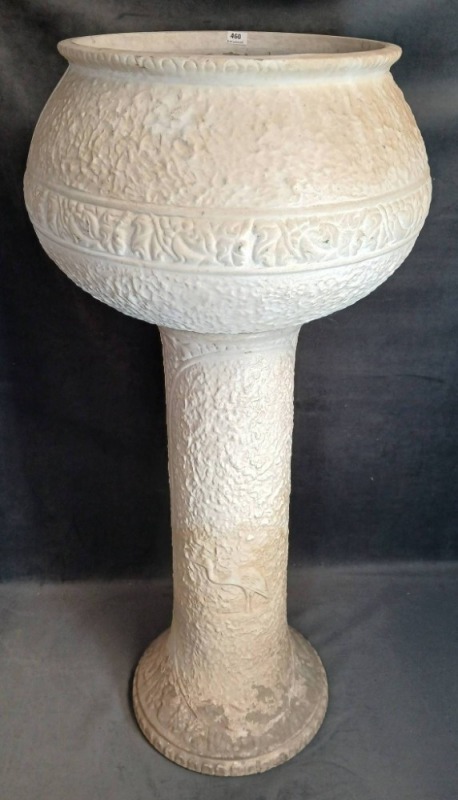 Large Pottery Decorative Jardiniere and Pedestal