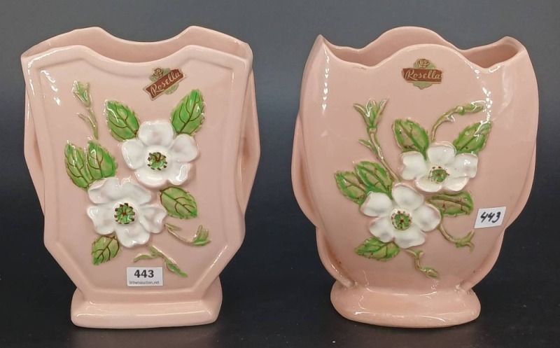 (2) Hull Rosella 6.5" Pink Vases