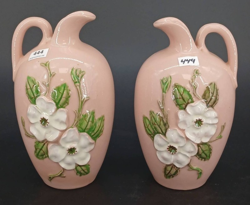 (2) Hull Rosella R-11-7.5" Pink Ewers