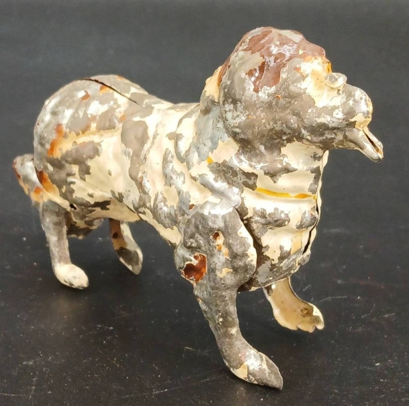 Tin Dog Figurine with Aged Patina