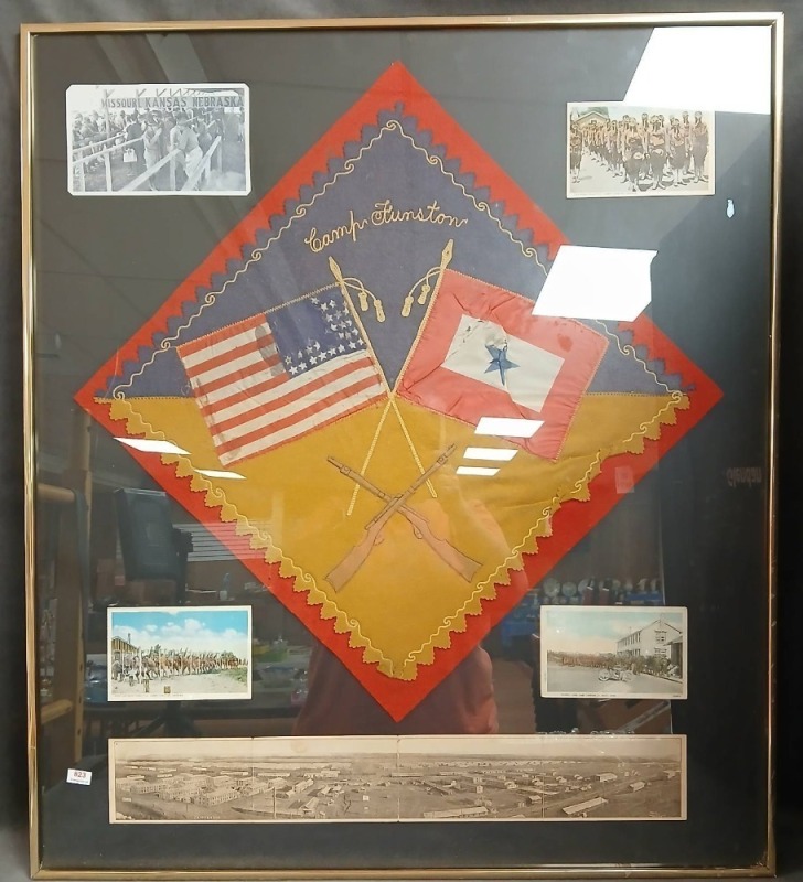 Camp Funston Framed Memorabilia Display