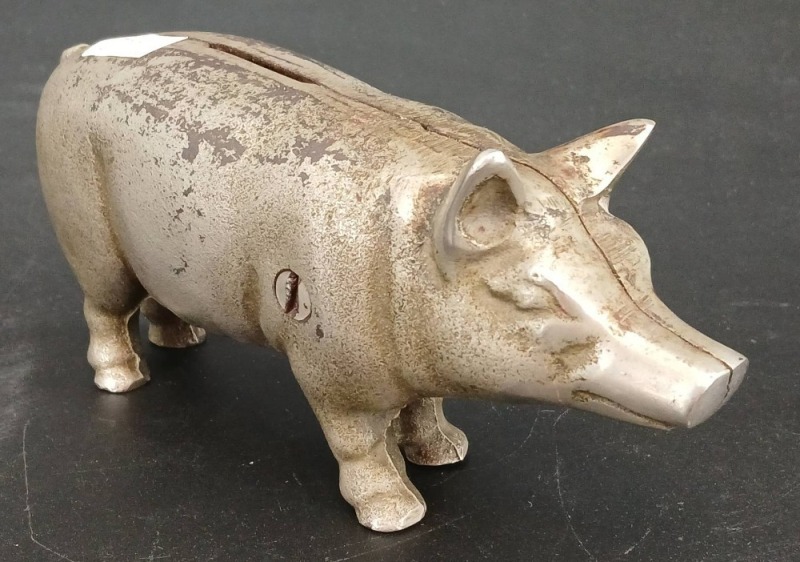 Cast Iron Pig Nickel Finish Bank
