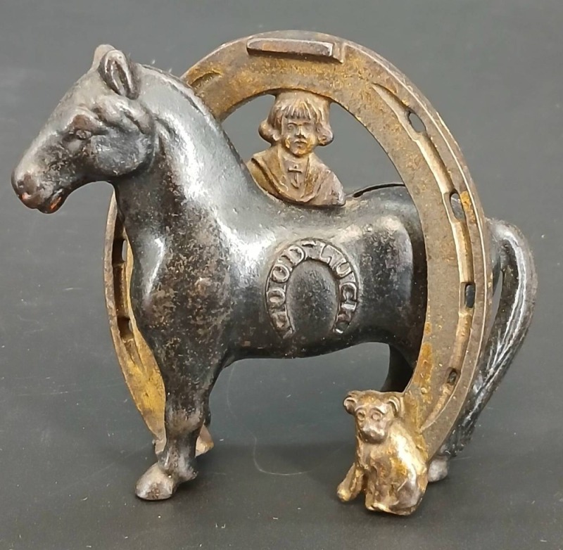 Cast Iron 'Good Luck' Horse Bank